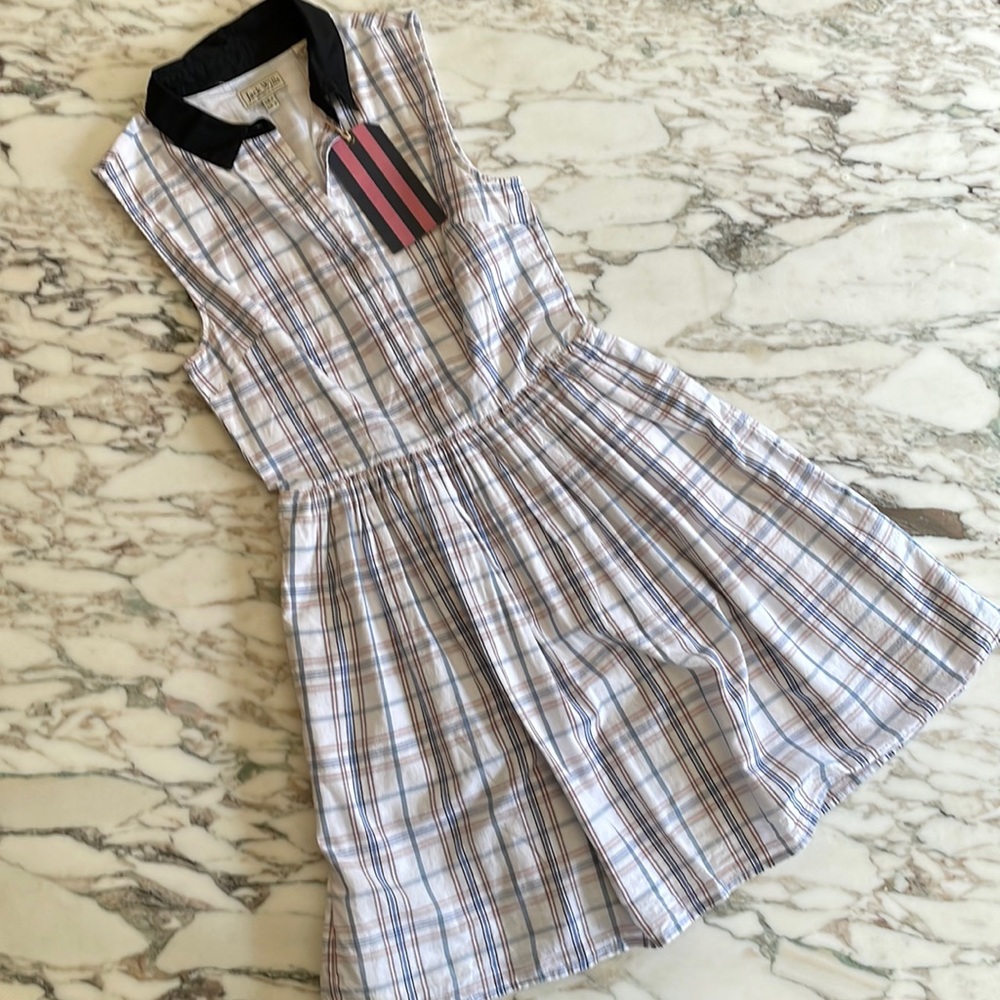JACK WILLS ✨NWT✨ preppy button front dress white check US sz 2